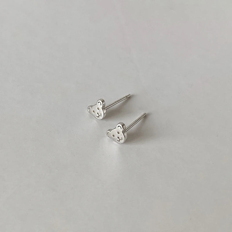 925 Silver Little Bear Stud Earrings for Girls Women