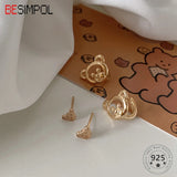 925 Silver Little Bear Stud Earrings for Girls Women