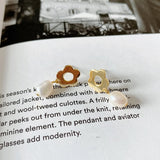 925 Silver Flower Shaped Pearl Stud Earrings Minimalist Jewelry