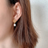 925 Silver Flower Shaped Pearl Stud Earrings Minimalist Jewelry