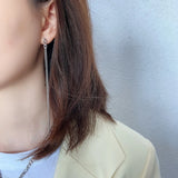 925 Silver French Style Tassel Chain Earrings Women Fine Jewelry