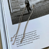 925 Silver French Style Tassel Chain Earrings Women Fine Jewelry