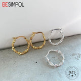 925 Silver Earrings French Style Braided Hoops for Women