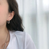 925 Silver Oval Stud Earrings Minimalist Geometric Design