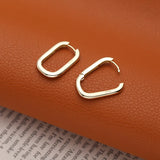 925 Silver Oval Stud Earrings Minimalist Geometric Design