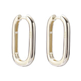 925 Silver Oval Stud Earrings Minimalist Geometric Design