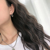 925 Silver Oval Stud Earrings Minimalist Geometric Design