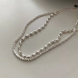 925 Sterling Silver Sparkling Bracelet Gypsophila Rice Bead Double Chain