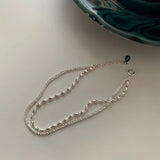 925 Sterling Silver Sparkling Bracelet Gypsophila Rice Bead Double Chain