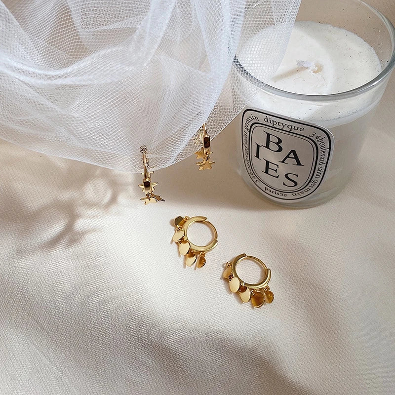 925 Silver Star Hoop Earrings Tassel Earrings Fine Jewelry