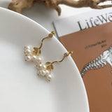 Sterling Silver Tassel Leaves Pearl Earrings for Women