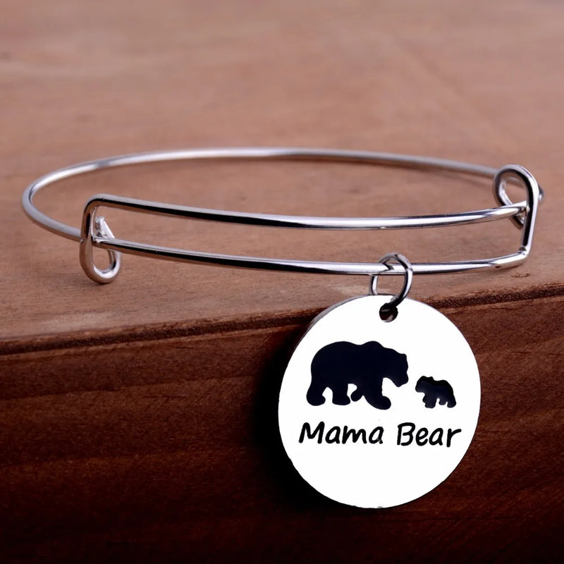 12PC/Lot Mama Bear Pendant Bracelets - Family Charm Jewelry for Mom