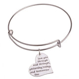 12PCS Love You Through And Through Lover Heart Charm Bracelet Bangles