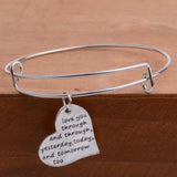12PCS Love You Through And Through Lover Heart Charm Bracelet Bangles