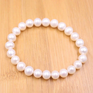 Natural Freshwater Pearl Beaded Bracelet Woman Bless Lucky Gift Bangle