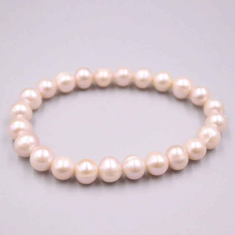 9.5-10mm Freshwater Pearl Bead Bracelet Lucky Gift Bangle