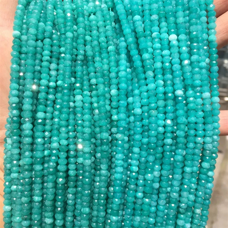 Faceted 3*4MM Green Tianhe Amazonite Beads Gemstone Small Tiny DIY Natural Stone