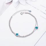 Enamel Rhinestone Small Star Silver Chain Bracelet for Girls