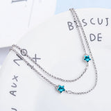 Enamel Rhinestone Small Star Silver Chain Bracelet for Girls