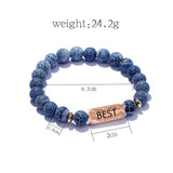 Natural Stone Couple Bracelet Charm Bangles