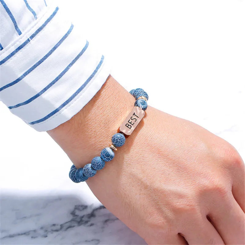 Natural Stone Couple Bracelet Charm Bangles