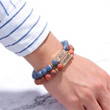 Natural Stone Couple Bracelet Charm Bangles