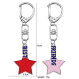 Pink Stars Keychain Alloy Pendant Bff Friendship Key Ring