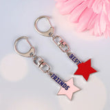 Pink Stars Keychain Alloy Pendant Bff Friendship Key Ring