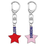 Pink Stars Keychain Alloy Pendant Bff Friendship Key Ring