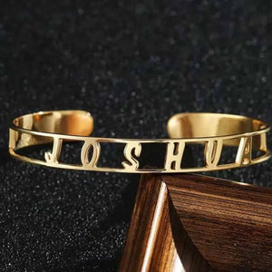 Engraved Bangle Stainless Steel Lettering Bracelet Cuff for Women