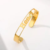 Engraved Bangle Stainless Steel Lettering Bracelet Cuff for Women