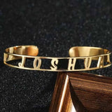 Engraved Bangle Stainless Steel Lettering Bracelet Cuff for Women