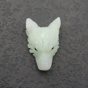 Chrysoprase Carved Wolf Head Necklace Pendant 31x20x12mm