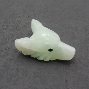 Chrysoprase Carved Wolf Head Necklace Pendant 31x20x12mm