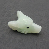 Chrysoprase Carved Wolf Head Necklace Pendant 31x20x12mm