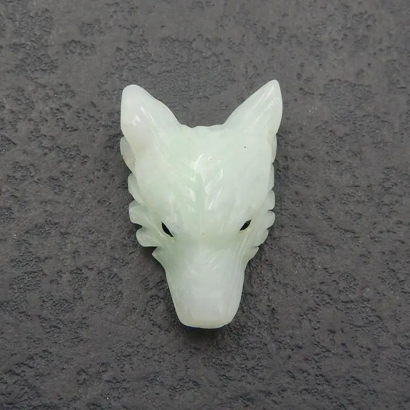 Chrysoprase Carved Wolf Head Necklace Pendant 31x20x12mm