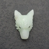 Chrysoprase Carved Wolf Head Necklace Pendant 31x20x12mm