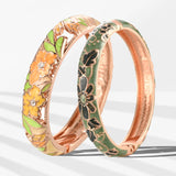 Vintage Flower Cloisonne Bracelet Set - Stylish Bangle Jewelry