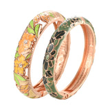 Vintage Flower Cloisonne Bracelet Set - Stylish Bangle Jewelry