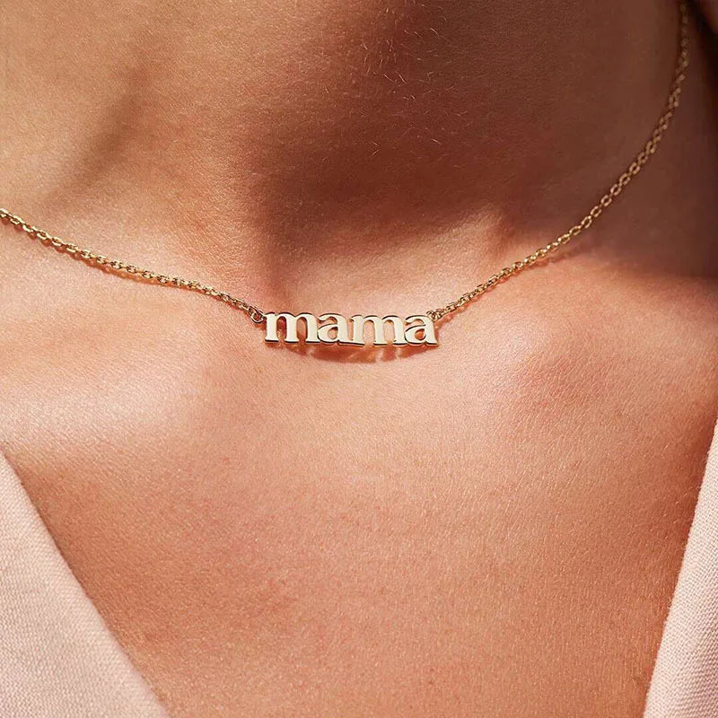 Mama Letter Pendant Necklace - Stainless Steel Plated - Gift for Mom