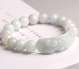 10mm Round Jadeite Bracelet Natural Jadeite Pixiu Elastic Bracelet