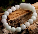10mm Round Jadeite Bracelet Natural Jadeite Pixiu Elastic Bracelet