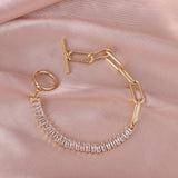 Charm Copper Bracelet with Zircon Asymmetric Stitching