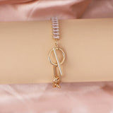 Charm Copper Bracelet with Zircon Asymmetric Stitching