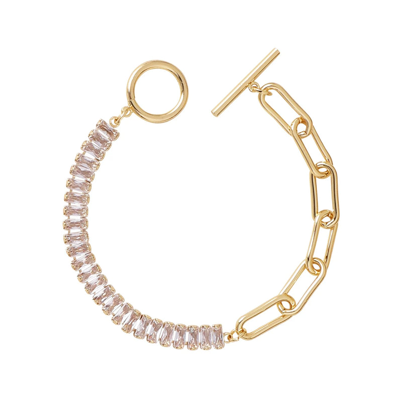 Charm Copper Bracelet with Zircon Asymmetric Stitching