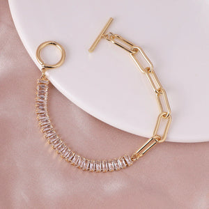 Charm Copper Bracelet with Zircon Asymmetric Stitching