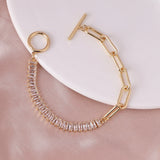 Charm Copper Bracelet with Zircon Asymmetric Stitching