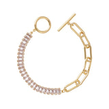 Charm Copper Bracelet with Zircon Asymmetric Stitching