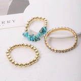 Layered Beaded Rhinestone Stone Bracelet for Women