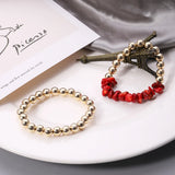 Layered Beaded Rhinestone Stone Bracelet for Women
